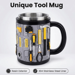 LUXERY 3D Toolbox Design Coffee Cup Stainless Steel 300ml Mechanic Mug Funny Resin Water Cup Gifts for Men
