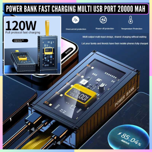 FAST DELIVERY Transparent Mecha Power Bank Fast Charging Awet Tahan Lama Multi USB Port 20000 mAh