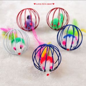 Đồ chơi Mèo bóng chuột trong lồng sắt vui nhộn (mẫu mới) - Love pets shop