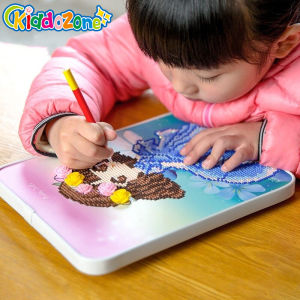 KiddoZone Tranh Đính Đá Nhân Vật Động Vật Hoạt Hình Miếng Dán Thủ Công Tương Tác Giữa Cha Mẹ Và Con Cái Chất Liệu Khung Ảnh Đính Kèm Quà Tặng Tranh Trang Trí Cho Trẻ Em