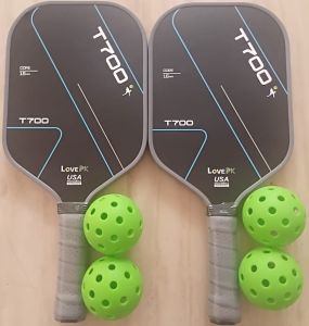 USA Approved T700 Pro Carbon Fiber Pickleball Paddle Racket Outdoor Sports 2 paddles+4 balls
