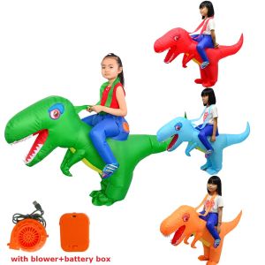 Kids Baby Inflatable Dinosaur Costume Riding a T-REX Air Blow up Halloween Costume Toddler Fancy Dress Up Kindergarten Garden Game Performance Clothing Birthday Gift