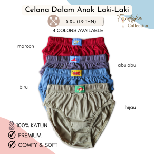 6 PCS Celana Dalam Anak Laki-laki Marina | CD Anak Cowok Polos Segitiga | Sempak Anak Usia 1-9 Tahun
