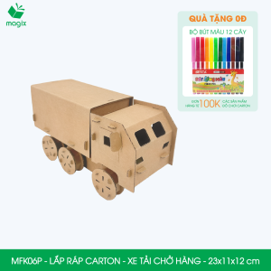 MFK06P - Xe tải chở hàng - 23x11x12 cm - Đồ chơi lắp ráp mô hình từ bìa carton cứng cao cấp