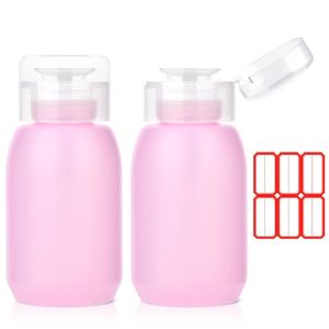 NXJ INFILILA Acetone Pump Dispenser Push Down Pump Dispenser 2 Pack Remover Pump Empty Pump Bottle Dispenser for & Makeup Remover Toner etc 200ml (6.8oz) Acetone ContainerLeak ProofBPA FreeAcetone Resistant Pump
