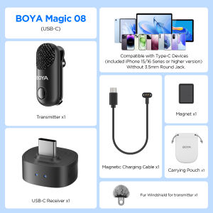 BOYA Magic 4 forms in 1 Wireless Microphone Mini Mic AI Noise Cancellation Transformable