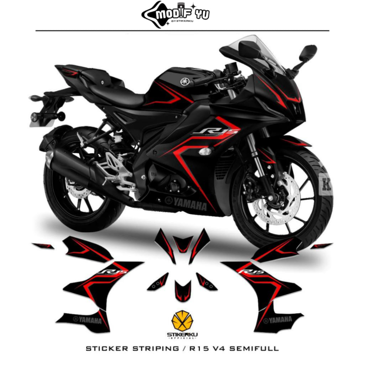 STRIPING YAMAHA R15V4 MOTIF 2 / SEMIFULL / STOCK / DECALS / R15 / R15 ...