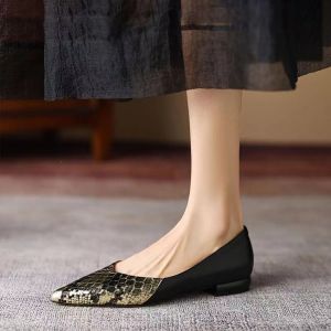 [Free Shipping] Elegant WomenS Single Shoes 2026 New Style Shallow-Toe Pointed Soft Leather High Heels Petite Snake Print Comfortable For All-Day Wear Fashionable For Parties