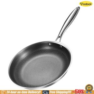 [VOS] 304 Stainless Steel Frying Pan With Handle Large Deep Stir Wok Pan Non-Coated Universal Steak Cooking Pot Suitable for Fried Egg Steak