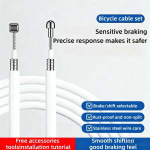 Premium Bicycle Shift/Brake Cable Set with High-Roundness Ground Core & PVC Coated Outer Tube Universal Fit for MTB & Road Bike Non-Fading & 3-Layer Protection