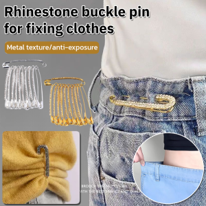 [Fashionable and Safe] Rhinestone Pin for Fixing Clothes Korean Style Brooch Double Pin Sweater Shawl Clip Waist Pants Extender Safety Pins