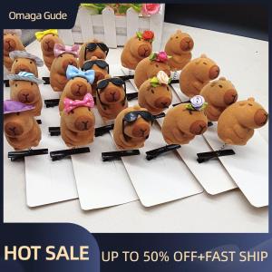 Omaga 1Pcs Cartoon Children 3D Capibala Hair Clip Plush Hairpin DIY Bow Sunglasses Rose Hat Design Capybara Duckbill Clip Accessories