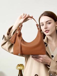 2026 Urban Minimalist Dumpling-Shaped Hobo Genuine Leather Bag with Zipper Closure Multi-Color Versatile Womens Shoulder Bag