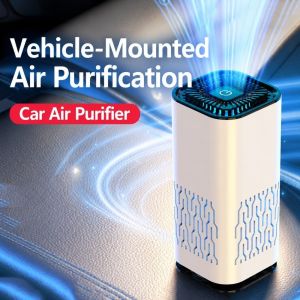 GOXBERK Mini Máy lọc không khí ô tô Di động Nhỏ gọn Máy lọc không khí ion Khử mùi Im lặng Máy lọc không khí ion âm Xe cộ