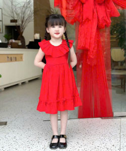 Váy thiết kế bé gái Annie Đầm cổ bèo nhún xinh xắn cho bé từ 11-40kg