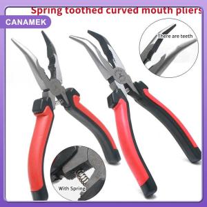 【CANAMEK】 6 8 Curved Nose Curved Nose Pliers With Spring Teeth Elbow Pliers R-526A 528A Multi Tool