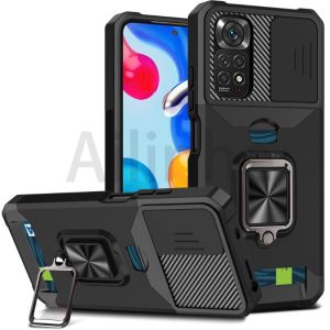 For Xiaomi Redmi Note 11 Pro Plus+ 11S Note 11 Pro 4G 5G Case 360 Magnetic Suction Kickstand Ring TPU Card Slot Push Window Protection Phone Cover