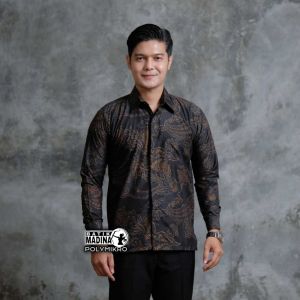 Batik Madina| Tunik Batik Couple Batik Sarimbit Pasangan Kemeja Pria Lengan Panjang Motif Sakura Size M L XL XXL XXXL
