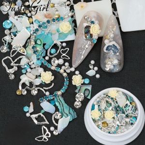 IVAOU Girls Sea Shell Nail Ornaments Nail Salon DIY Nail Material Nail Rhinestones Nail Art Flakes Nail Art Fragments 3D Nail Decoration