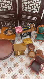 Ghế Nhà búp bê giáo dục thu nhỏ đồ chơi Zakka cổ điển chơi giả vờ mô hình thực tế Kích thước nhỏ mẫu ghế Victorian