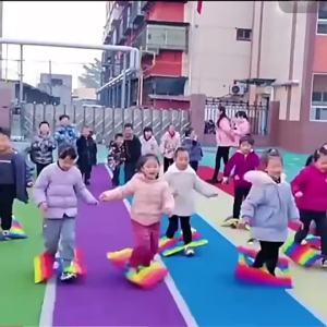 Kids Rainbow Penguin Race Game Mat Double Hole Sensory Play Pad Gross Motor Training Toy for Kindergarten Preschool Group Relay