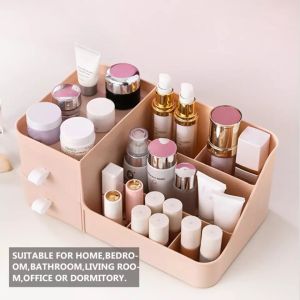 【One Cat Shop】 Desktop Drawer Makeup Organizer Women Cosmetics Cotton Swabs Jewelry Necklace Earrings Lipsticks Storage Box Nail Polish Drawer Container Pen Holder