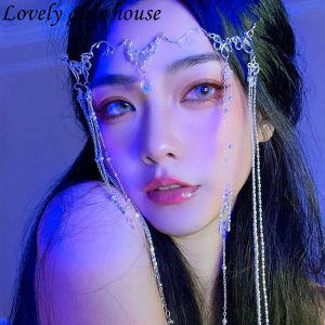 [ Lovely girls house ]Ins กิ๊บติดผมประดับพลอยเทียมสุดโรแมนติกกิ๊บติดผมคริสตัลแวววาวประดับพู่ที่หน้าผากสำหรับผู้หญิงอุปกรณ์สำหรับงานแต่งงานของเจ้าสาว