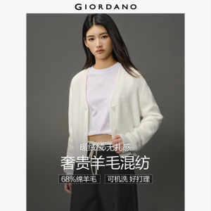 Giordano Women Wool blend v-neck loose cardigan Free Shipping 12355611