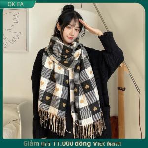 QK FA ✨ Mới Mùa Thu Và Mùa Đông Khăn Cho Phụ Nữ Dệt Kim Hình Trái Tim Sọc Dễ Thương Cô Gái Mùa Đông Khăn Cao Đẳng Thời Trang Giản Dị Khăn Choàng Khăn