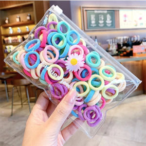 100PCS 2cm Kids Nylon Hair Rope Elastic Mini Hair Rings Rubber Bands for Girls Princess