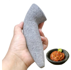 20cm 🔥HOT ITEM🔥COBEK BATU + 🆓 ULEG BATU  INDONESIA Lesung gesek / Cobek batu dan Ulekan Murah asli batu Cobek Batu & Ulekan Sambal /Lesung Gesek / Lesung Batu / Mortar and pestle