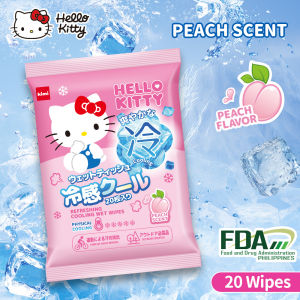 Hello Kitty Refreshing Cooling Baby Wipes Ultra-Absorbent Fragrance-Free 20 Sheets - Jasmine/Cherry/Cool Mint/Peach
