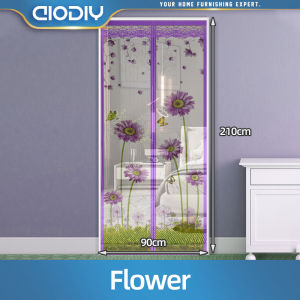 AIODIY Magnetic Curtain for Door 210x90cm Insect Proof Net Ventilation Automatic Closing Breathable Mesh Dandelion Pattern Home Sliding Door Easy Opening
