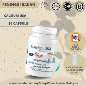 HEIGHT UP CALSIUM USA HIGH BODY MEDICINE TAMBAH TINGGI BADAN supplement original 10x peninggi badan height increase booster grow up herba lulus kkm tingkatkan ketinggian badan elak dari tulang kropos osteoporosis hormon pertumbuhan 30 kapsul