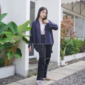 Kemeja Polos Wanita Dewasa Lengan Panjang Premium Standar dan Jumbo OOTD Atasan Wanita Korean Style