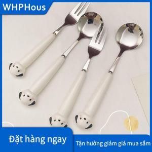 WHPHous Phim Hoạt Hình Con Chó Con Heo Đất Muỗng Dĩa Thép Không Gỉ Dao Kéo Xách Tay Sinh Viên Phim Hoạt Hình Bộ Đồ Ăn Trẻ Em Lưu Trữ Hộp Thiết Lập