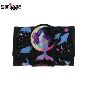 Australia Smiggle Original Childrens Wallet Girl Cute Coin Purse Black Mermaid leather folder three layers card Kids Clutch Bag