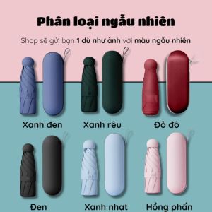 Dù gấp gọn mini có hộp chống tia uv upf 50+ – ô che nắng mưa bỏ túi tiện lợi nhiều màu sang đẹp