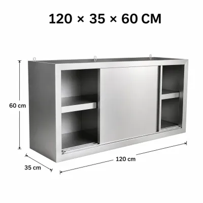 Lemari Dinding Dapur Tertutup Stainless Steel Anti Karat & Anti Debu Rak Gantung