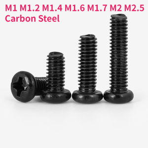 M1 M1.2 M1.4 M1.6 M1.7 M2 M2.5 Black Carbon Steel Round Head Screw Cross Pan Head PM Screw Phillips Screw