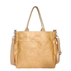 Wholesale DuPont paper tote bags washable textured tear-resistant made of kraft paper new trendy retro style hand-held and shoulder bags