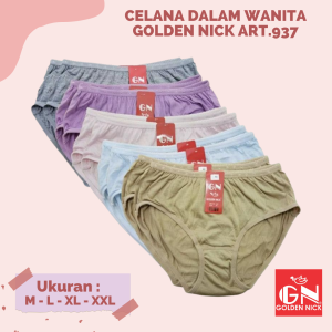 Golden Nick Celana Dalam Wanita / CD Kancut Wanita Dewasa Cutting Maxi Motif Polos Bahan Katun Lembut Golden Nick art.937 Online Beken By Rumah Pastel