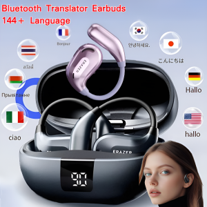Bluetooth Translator Earbuds 144+ Language Translation Headset Noise Cancelling Instant Translator Meeting Earbuds