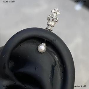 [COD] Auto Stuff ต่างหูมุกเหล็กไทเทเนียมรูปมงกุฎต่างหู Y2K แฟชั่นสำหรับผู้หญิงของขวัญเครื่องประดับสำหรับเจาะหู1ชิ้น