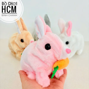 [BIẾT ĐI] Đồ chơi chú Thỏ con ngậm cà rốt chạy pin có tiếng kêu thú nhồi bông Thỏ bông pin cho bé yêu động vật