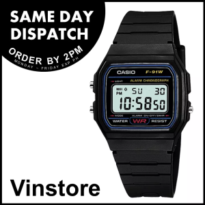 [Vinstore] Casio F-91 Classic Retro Digital Black Army Sports Kids Men Women Watch F91 F-91W-1D F-91W-1 F91W-1D F91W-1 F91