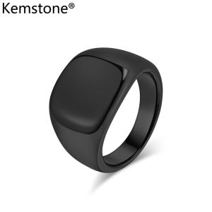 Kemstone vòng cong trơn trang sức nhẫn thép không gỉ nam