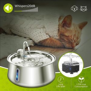 Cat Water Fountain Stainless Steel 4L Automatic Ultra Quiet Dog Water Dispenser Faucet Shape Water Fountain for Cats Dogs
