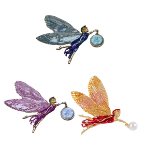 Cổ điển lấy cảm hứng từ đầy màu sắc cánh pin thiên thần họa tiết Trâm chống dị ứng hợp kim cho những người yêu thời trang