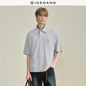 Giordano Men 100% cotton folded pocket short sleeve polo shirt Free Shipping 18016803